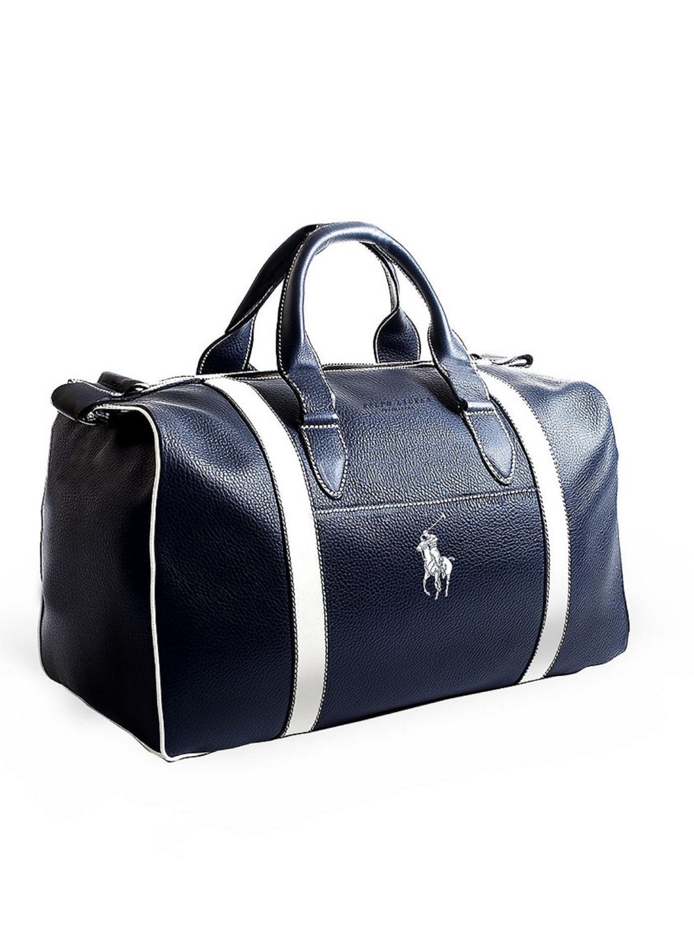 Ralph Lauren Navy and White Polo Logo Duffel Bag